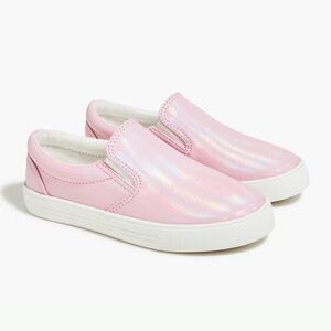 J Crew Girls' Pink Metallic Slip-On Sneakers, Size 1
